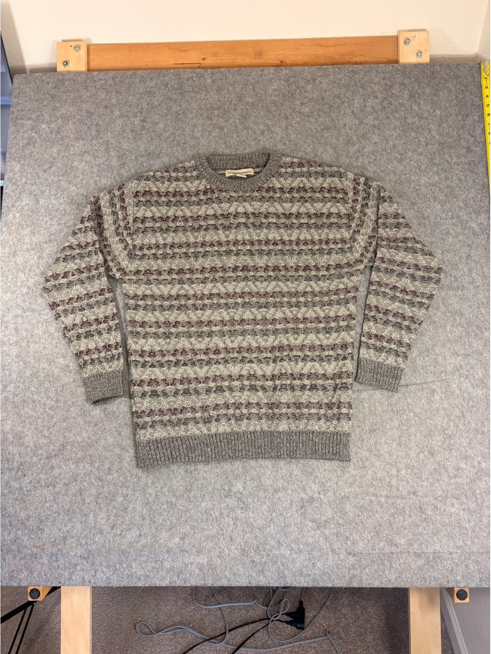 Vintage Munsingwear gray patterned knit grandpa sweater mens medium